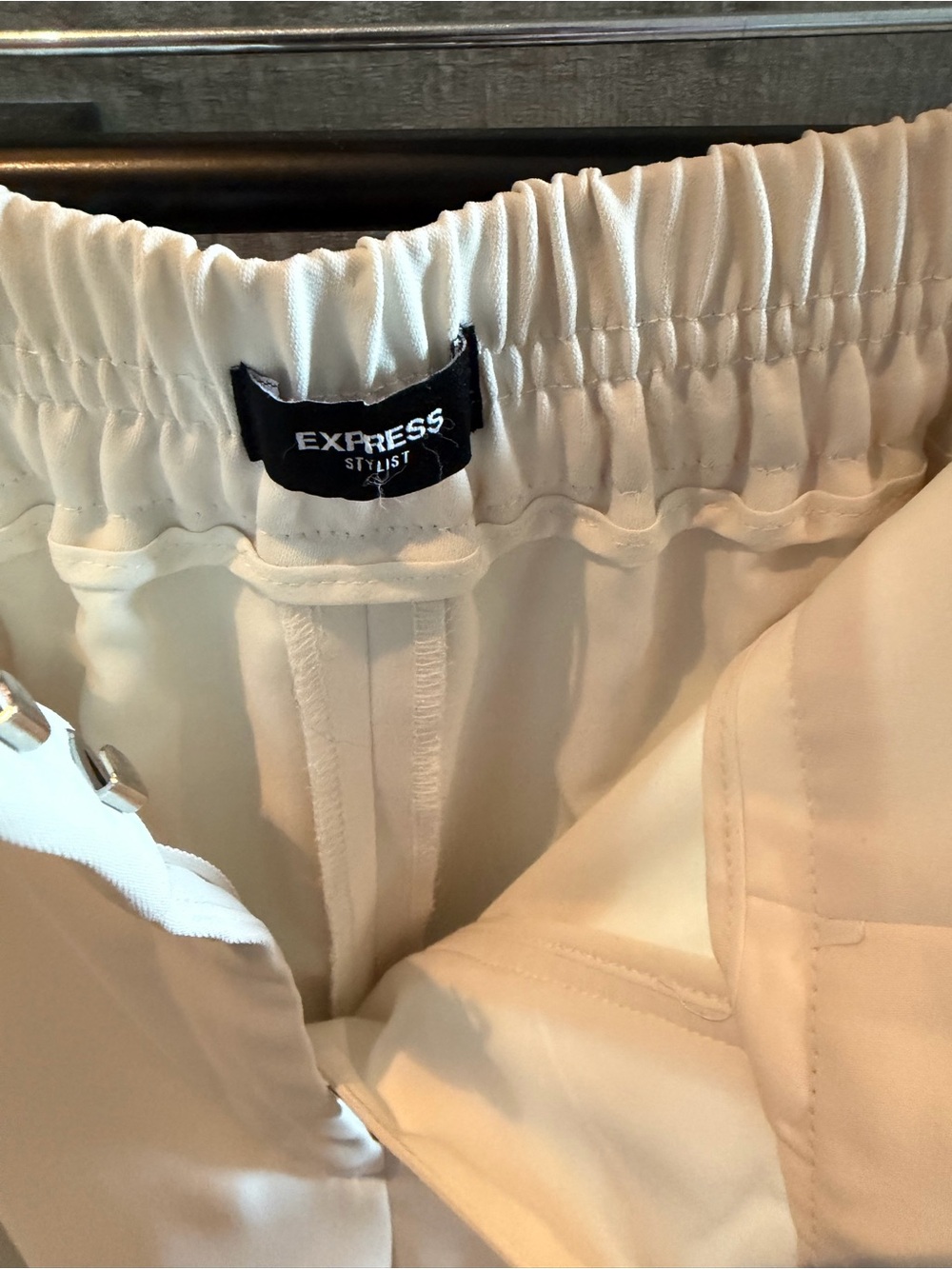 Express Stylist Wide-Leg Cream Womens Pants - Picture 3 of 6